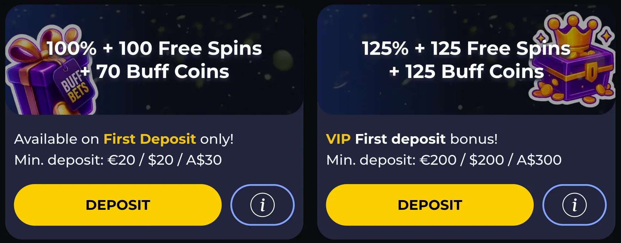 Buffbets Casino sign-up bonus and deposit rewards
