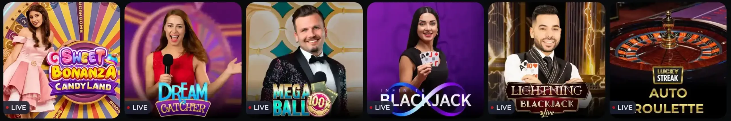 Live dealer casino lobby with real-time games at Buffbets